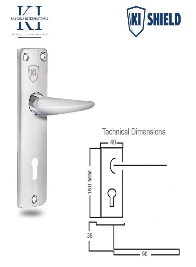 KI SHIELD طقم قفل باب نقر من الفولاذ المقاوم للصدأ KI SHIELD MHS 1011 مقاس 6 بوصات بلمسة نهائية من الكروم، مناسب للحمامات والمطابخ وغرف النوم وغرف التخزين | ملحقات الأبواب، طقم مقابض أبواب KY مع قفل مزدوج الدوران 65 مم - Image 2